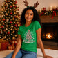 Leopard Print Graphic Tree Christmas Ladies T-Shirt