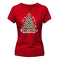 Leopard Print Graphic Tree Christmas Ladies T-Shirt