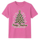Leopard Print Merry Christmas Tree Graphic Unisex T-Shirt