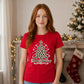 Leopard Print Merry Christmas Tree Graphic Unisex T-Shirt