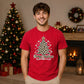 Leopard Print Merry Christmas Tree Graphic Unisex T-Shirt