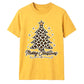 Leopard Print Merry Christmas Tree Graphic Unisex T-Shirt
