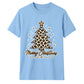 Leopard Print Merry Christmas Tree Graphic Unisex T-Shirt