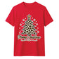 Leopard Print Merry Christmas Tree Graphic Unisex T-Shirt