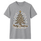 Leopard Print Merry Christmas Tree Graphic Unisex T-Shirt