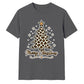 Leopard Print Merry Christmas Tree Graphic Unisex T-Shirt