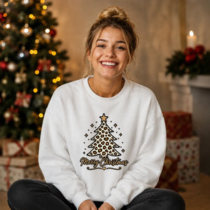 Leopard Print Tree Graphic Christmas Unisex Sweatshirt