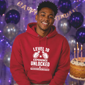 18th Birthday Unisex Hoodie Level Eighteen Experience Unlocked