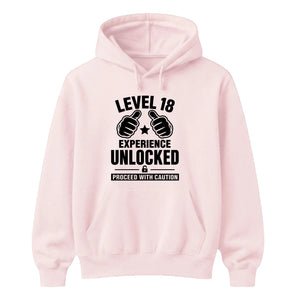 18th Birthday Unisex Hoodie Level Eighteen Experience Unlocked