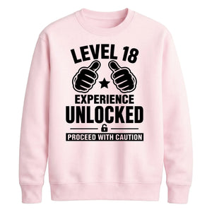 18th Birthday Unisex Sweatshirt Level Eighteen Experience Unlocked
