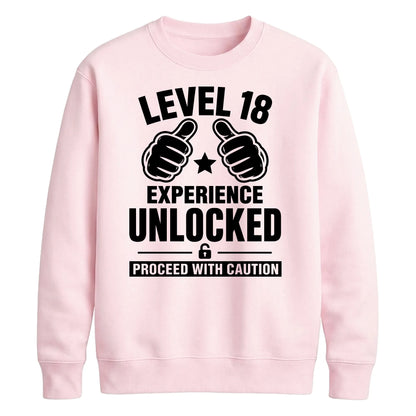 18th Birthday Unisex Sweatshirt Level Eighteen Experience Unlocked