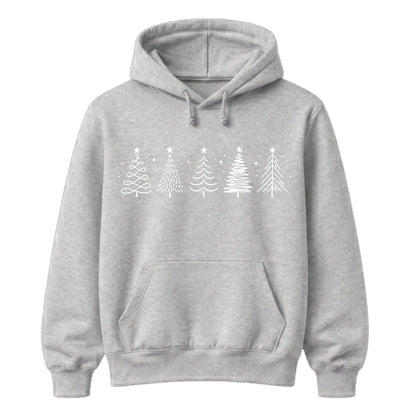 Line Art Christmas Trees Graphic Unisex Hoodie