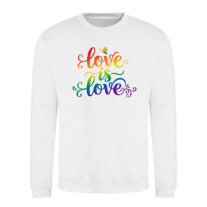 Love Is Love Floral Script Pride Month Unisex Sweatshirt