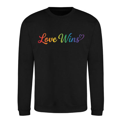 Love Wins Rainbow Script Pride Month Unisex Sweatshirt