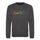 Love Wins Rainbow Script Pride Month Unisex Sweatshirt