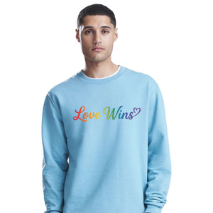 Love Wins Rainbow Script Pride Month Unisex Sweatshirt
