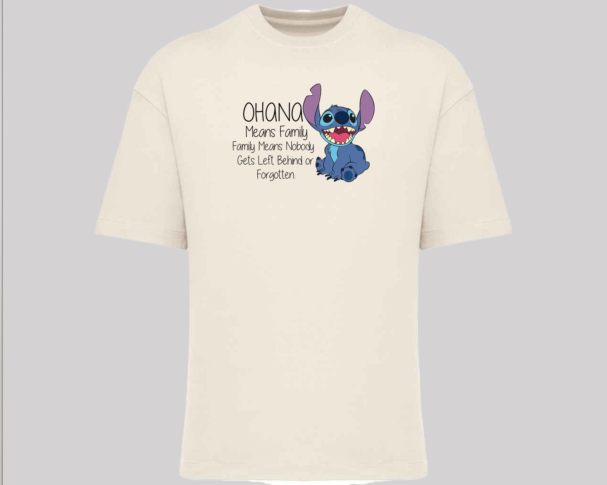 Stitch Oversized T-Shirt, Cute Disney Tee with 'Ohana Means Family' Quote, Oversized Fit for Women & Men, Cool Streetwear M8405