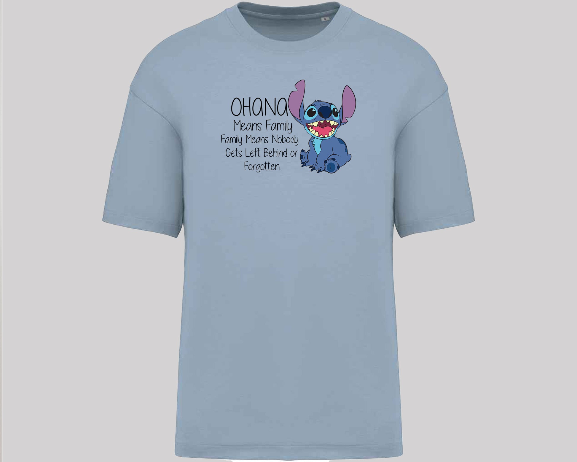 Stitch Oversized T-Shirt, Cute Disney Tee with 'Ohana Means Family' Quote, Oversized Fit for Women & Men, Cool Streetwear M8405