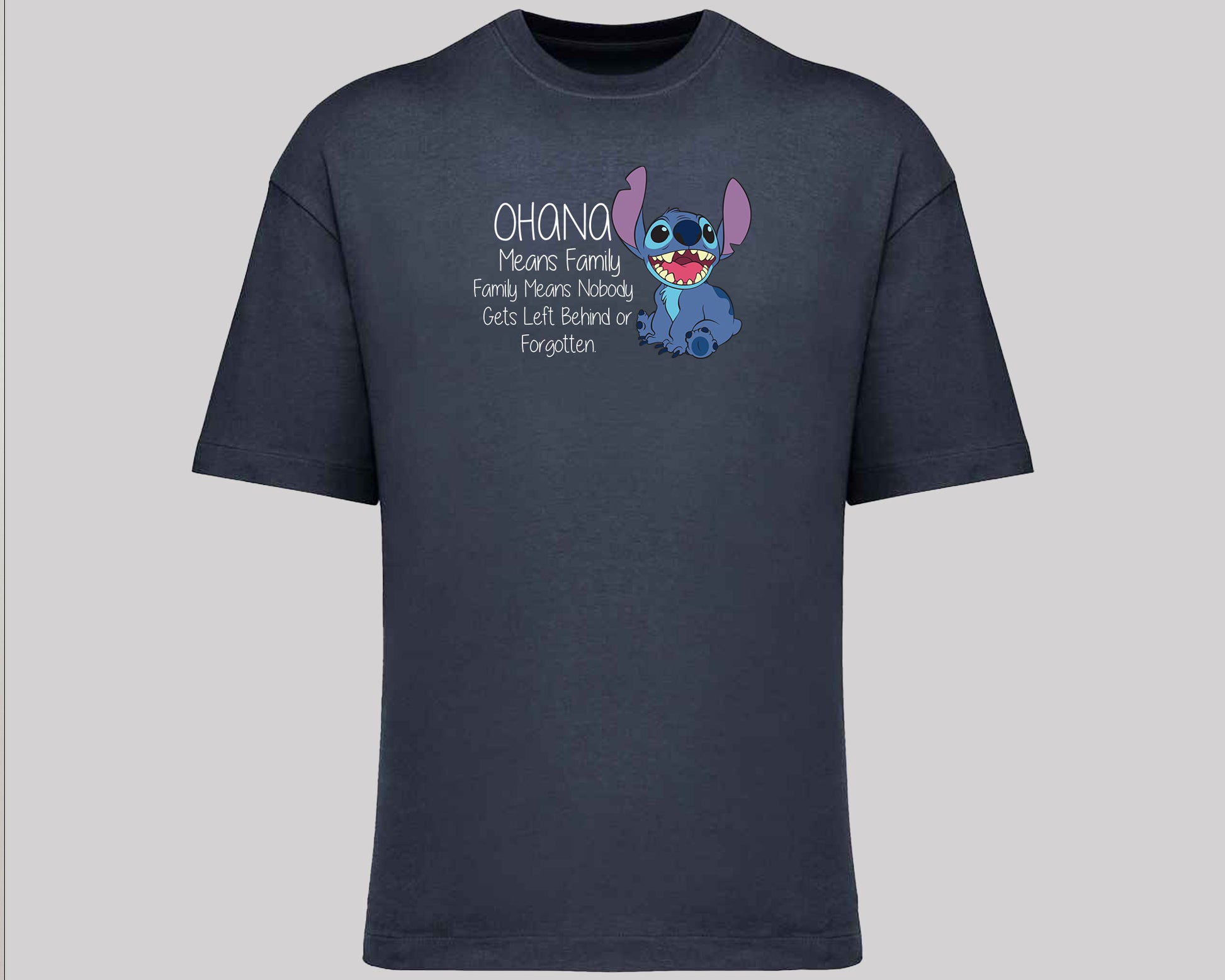 Stitch Oversized T-Shirt, Cute Disney Tee with 'Ohana Means Family' Quote, Oversized Fit for Women & Men, Cool Streetwear M8405