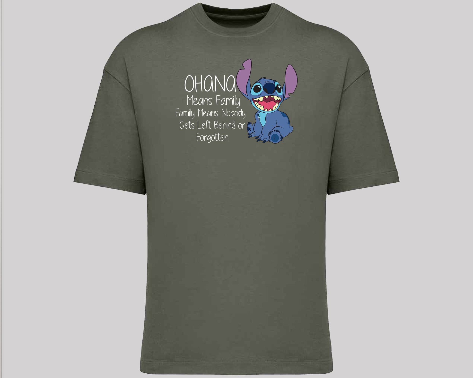 Stitch Oversized T-Shirt, Cute Disney Tee with 'Ohana Means Family' Quote, Oversized Fit for Women & Men, Cool Streetwear M8405