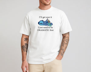 Stitch "I'll Get Over It" Funny Oversized T-Shirt Cute Lilo & Stitch Graphic Tee 100% Cotton for Men & Women Top M8406