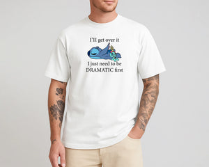 Stitch "I'll Get Over It" Funny Oversized T-Shirt Cute Lilo & Stitch Graphic Tee 100% Cotton for Men & Women Top M8406