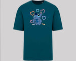 Stitch Graphic Oversized T-Shirt, Unisex Funny Cute Cartoon Tee, 100% Organic Cotton Oversized Fit Top M8407