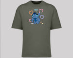 Stitch Graphic Oversized T-Shirt, Unisex Funny Cute Cartoon Tee, 100% Organic Cotton Oversized Fit Top M8407