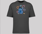 Stitch Graphic Oversized T-Shirt, Unisex Funny Cute Cartoon Tee, 100% Organic Cotton Oversized Fit Top M8407
