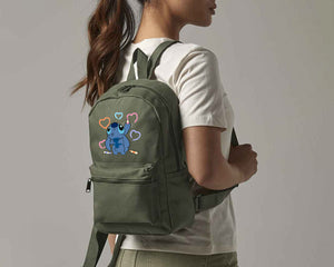 Stitch Crayons Heart Backpack, Colorful & Cute Cartoon Fashion Bag For Girls, Gift For Grab Handle Bag M8407