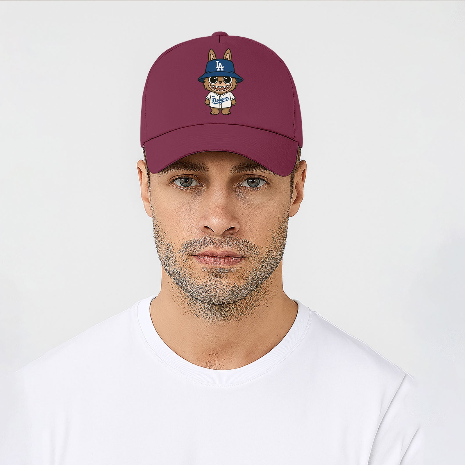 Labubu Cap, Cute Cartoon Character Baseball Hat for Men & Women, 5 Panel 100% Cotton Twill Cap M8408