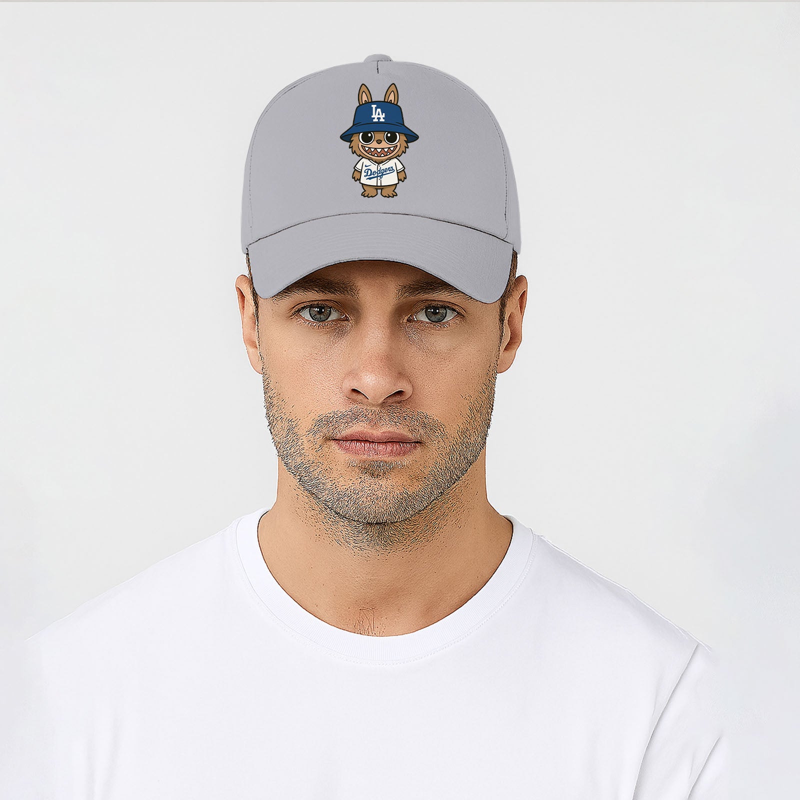 Labubu Cap, Cute Cartoon Character Baseball Hat for Men & Women, 5 Panel 100% Cotton Twill Cap M8408