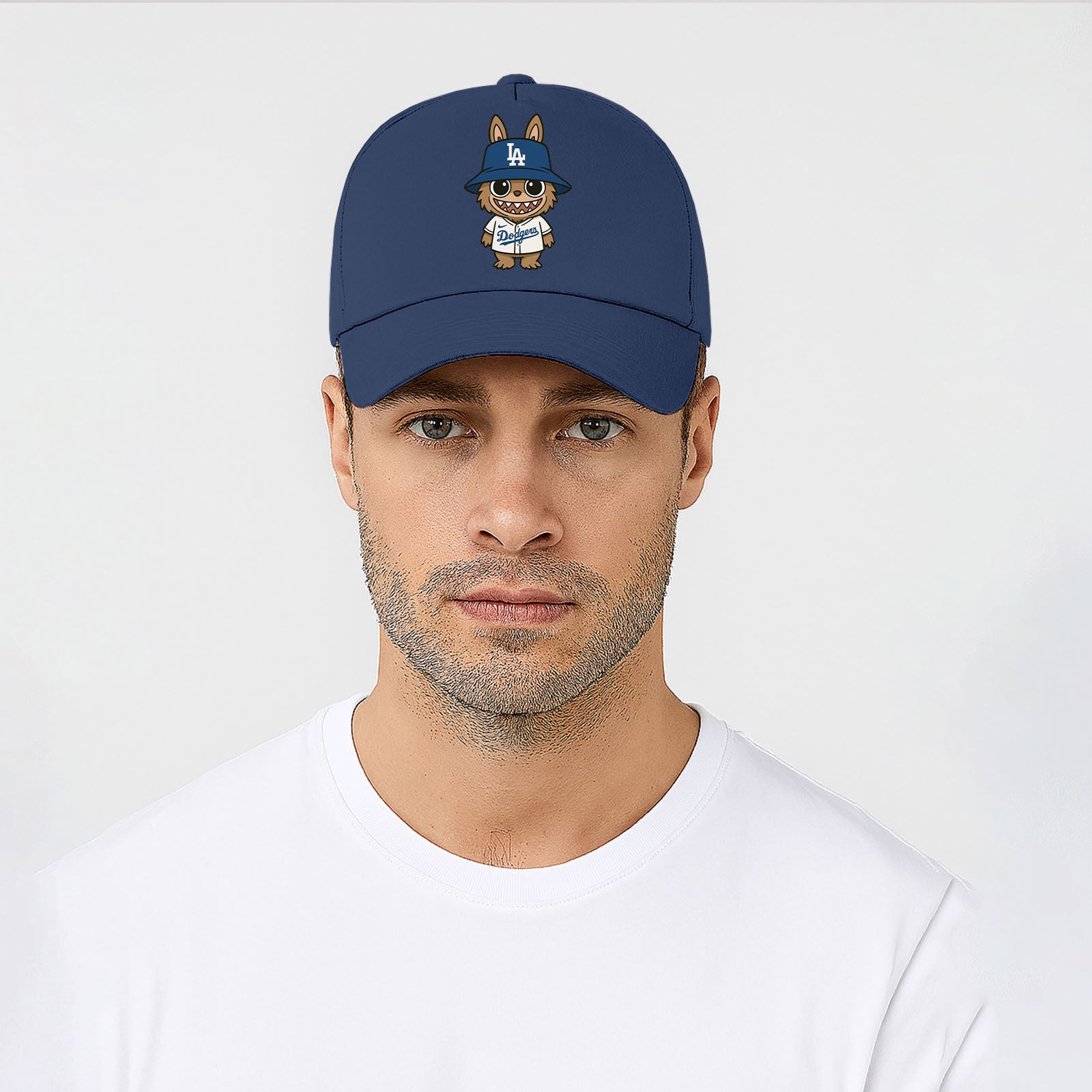 Labubu Cap, Cute Cartoon Character Baseball Hat for Men & Women, 5 Panel 100% Cotton Twill Cap M8408