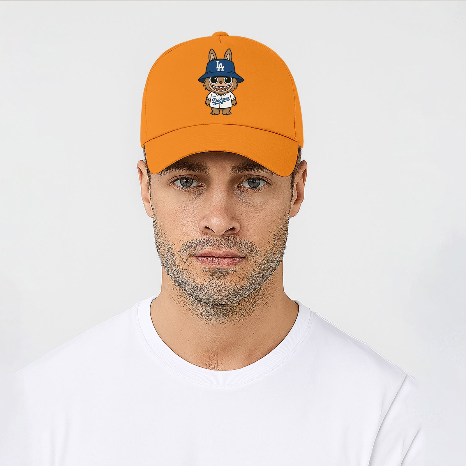 Labubu Cap, Cute Cartoon Character Baseball Hat for Men & Women, 5 Panel 100% Cotton Twill Cap M8408