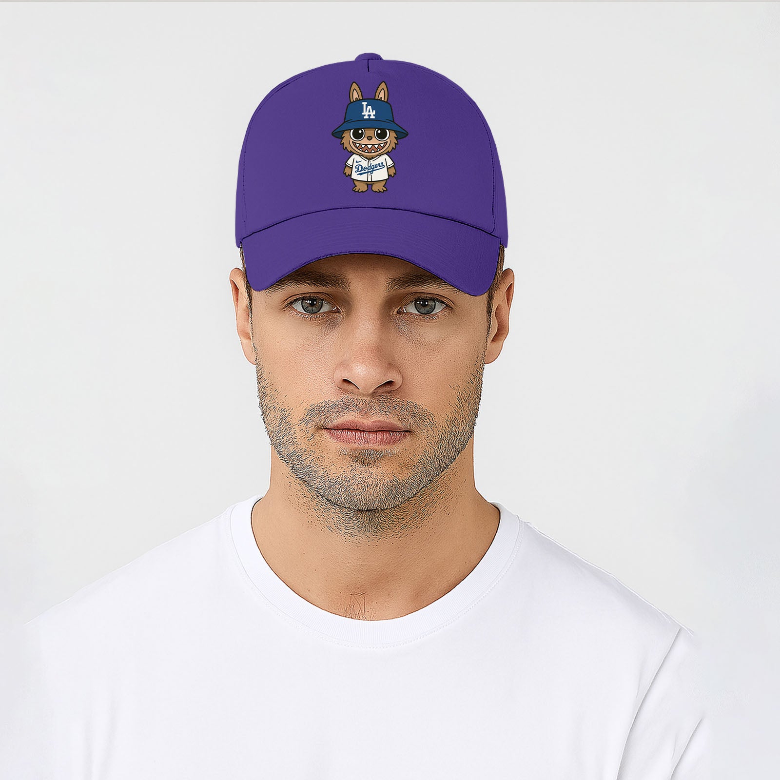 Labubu Cap, Cute Cartoon Character Baseball Hat for Men & Women, 5 Panel 100% Cotton Twill Cap M8408