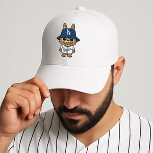 Labubu Cap, Cute Cartoon Character Baseball Hat for Men & Women, 5 Panel 100% Cotton Twill Cap M8408