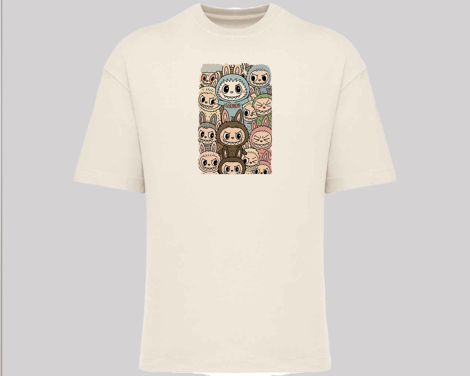 Labubu Oversized T-Shirt, Unisex Cartoon Tee In Harajuku Streetwear Style, 100% Organic Cotton, Oversized Fit Top M8409