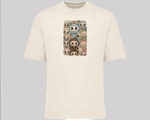 Labubu Oversized T-Shirt, Unisex Cartoon Tee In Harajuku Streetwear Style, 100% Organic Cotton, Oversized Fit Top M8409