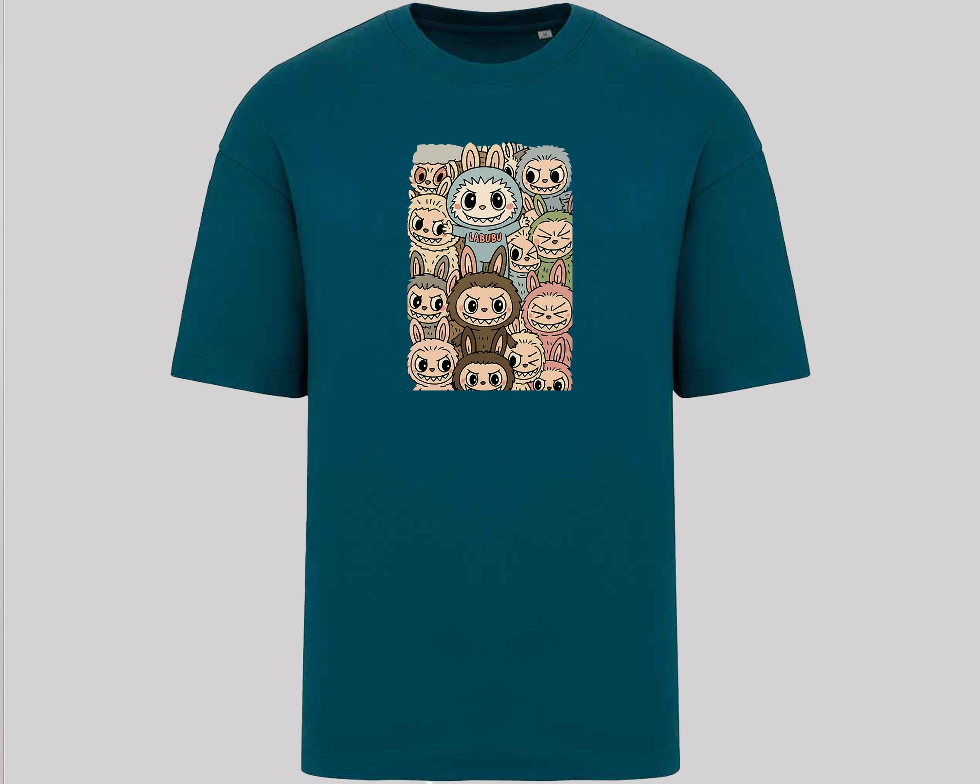 Labubu Oversized T-Shirt, Unisex Cartoon Tee In Harajuku Streetwear Style, 100% Organic Cotton, Oversized Fit Top M8409
