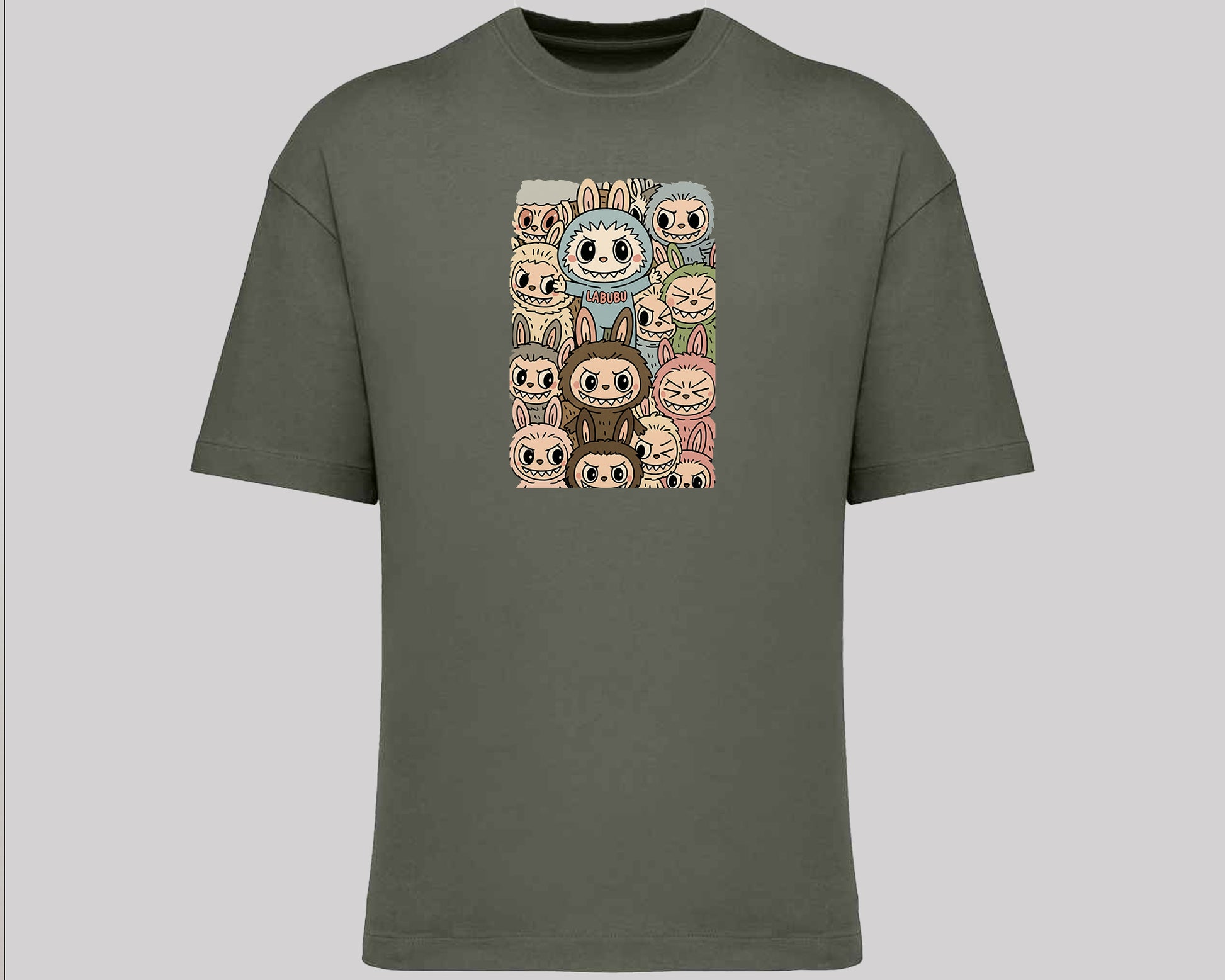 Labubu Oversized T-Shirt, Unisex Cartoon Tee In Harajuku Streetwear Style, 100% Organic Cotton, Oversized Fit Top M8409