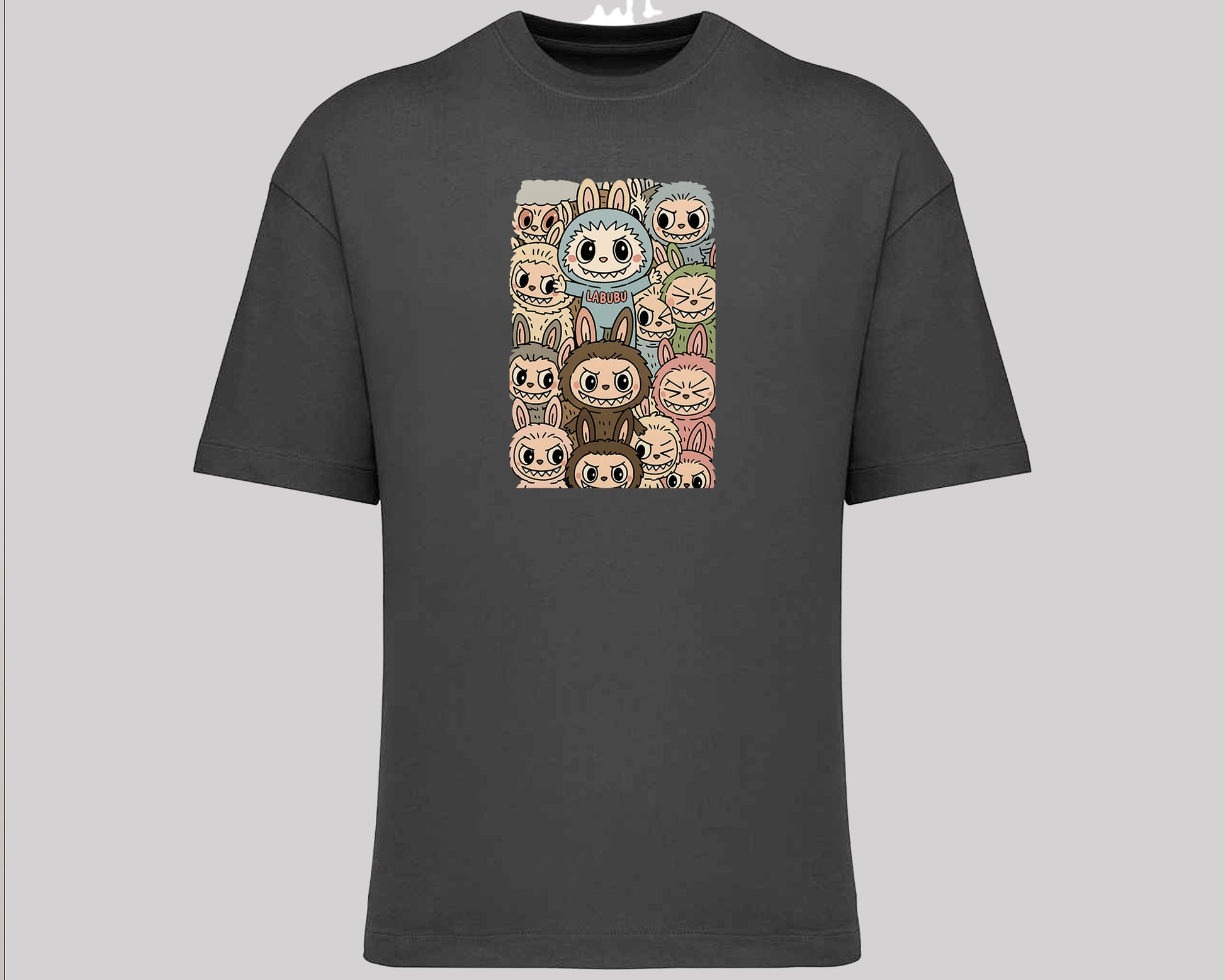 Labubu Oversized T-Shirt, Unisex Cartoon Tee In Harajuku Streetwear Style, 100% Organic Cotton, Oversized Fit Top M8409