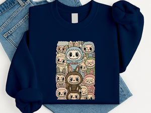 Labubu Graphic Sweatshirt – Soft Cotton Anime Pullover | Oversized Streetwear Hoodie for Boys &amp; Girls M8409