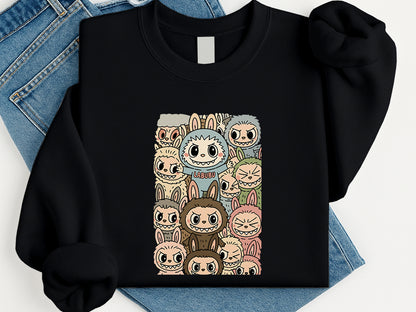 Labubu Graphic Sweatshirt – Soft Cotton Anime Pullover | Oversized Streetwear Hoodie for Boys &amp; Girls M8409