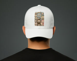 Labubu Original 5 Panel Cap, Trendy Streetwear Hat with Cartoon Design, Pre-Curved Peak Unisex Baseball Hat M8409