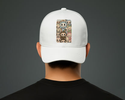 Labubu Original 5 Panel Cap, Trendy Streetwear Hat with Cartoon Design, Pre-Curved Peak Unisex Baseball Hat M8409