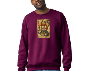 Unisex Labubu Sweatshirt – Soft Fleece Anime Hoodie, Oversized Cartoon Pullover, Pop Mart Streetwear Style M8410