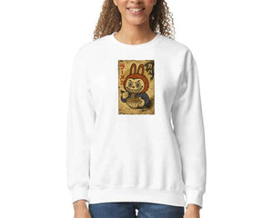 Unisex Labubu Sweatshirt – Soft Fleece Anime Hoodie, Oversized Cartoon Pullover, Pop Mart Streetwear Style M8410