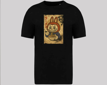 Labubu Native Spirit Oversized Tee, Unique Anime Streetwear T-Shirt, Cute Cartoon Carded Cotton Top, Unisex Fit M8410