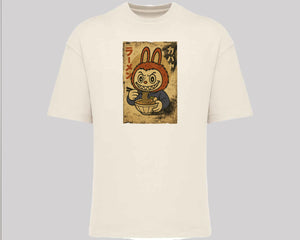 Labubu Native Spirit Oversized Tee, Unique Anime Streetwear T-Shirt, Cute Cartoon Carded Cotton Top, Unisex Fit M8410