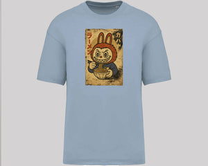 Labubu Native Spirit Oversized Tee, Unique Anime Streetwear T-Shirt, Cute Cartoon Carded Cotton Top, Unisex Fit M8410